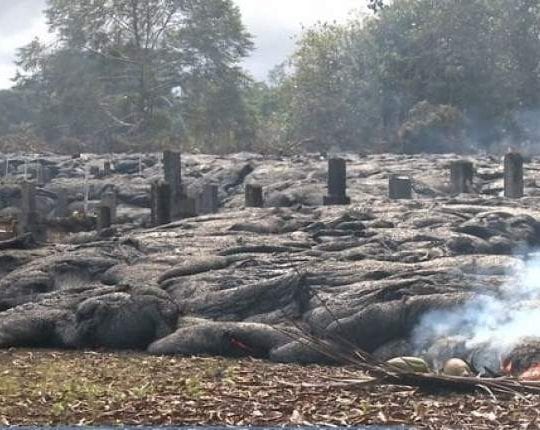 Lava Engulfs Cemetary