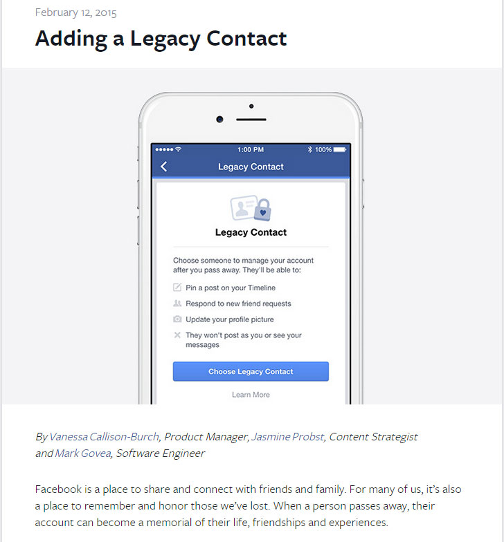 Facebook Legacy Contact