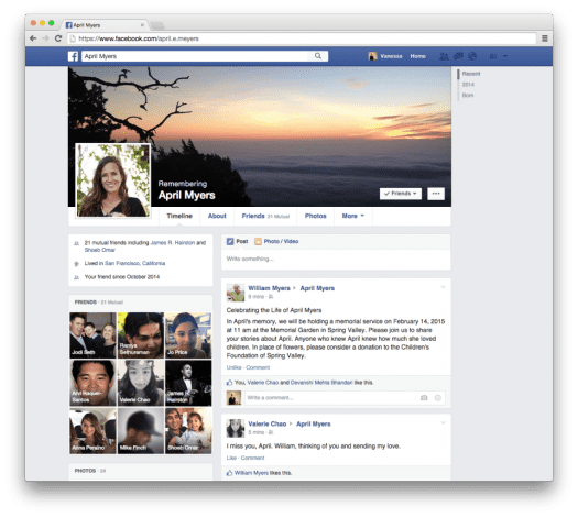 Facebook Legacy Contact Page