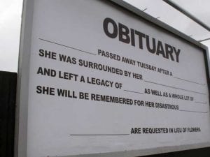 Self-penned obituary