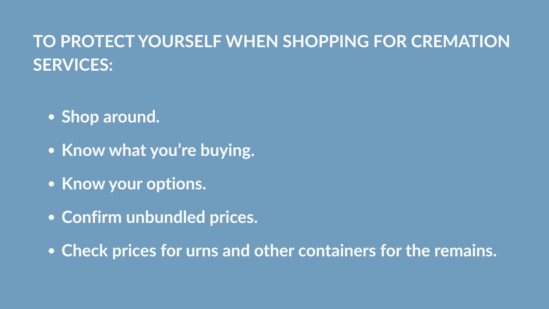Shopping for Cremation